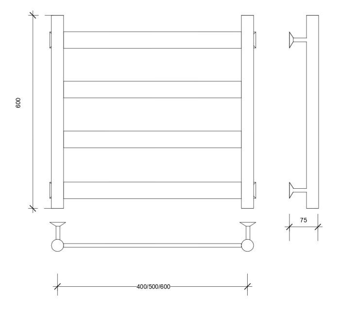 Полотенцесушитель водяной 60x60 Комано 2 (хром) Secado арт. 4603777481889