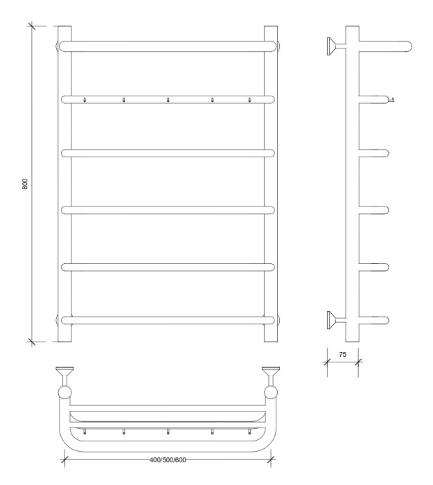 Полотенцесушитель водяной 80x50 Мерида 1 КСП (хром) Secado арт. 4603759402802