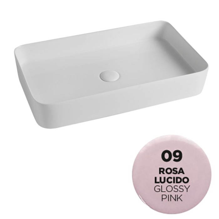 Накладная раковина 65x40xh11 см, Olympia ceramica Smash, розовый глянцевый арт. SMA42RE65009