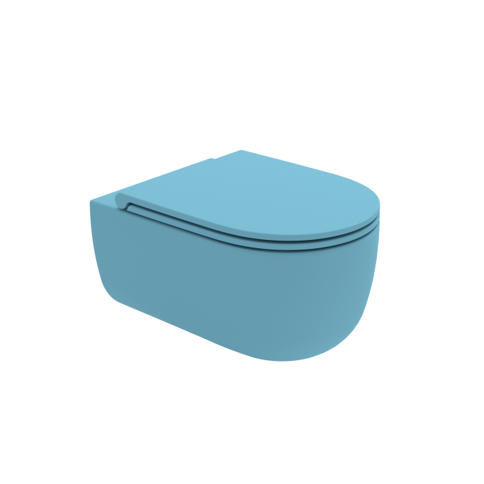 Сиденье с микролифтом и съемными петлями, тонкое для унитаза, Olympia ceramica Clear, голубой матовый арт. C5CN33