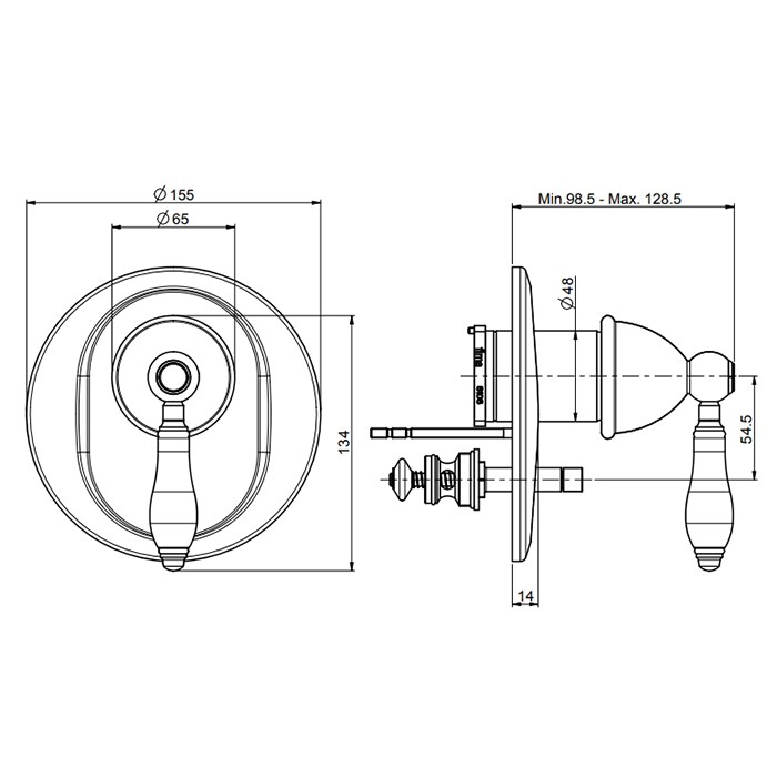 Fima Carlo Frattini Смеситель для душа, встраиваемый, на 2 выхода, Herend, F5409X2OR цвет: золото