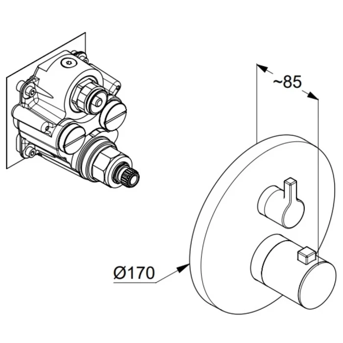 Встраиваемый смеситель для душа с термостатом, матовый, nova fonte puristic Kludi, белый матовый - 208355315