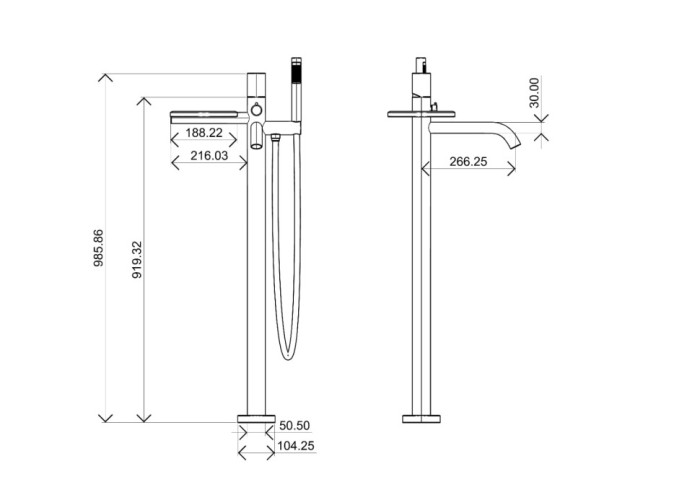 Смеситель напольный chrome touch chrome, Boheme Stick - 129-CRCR.2