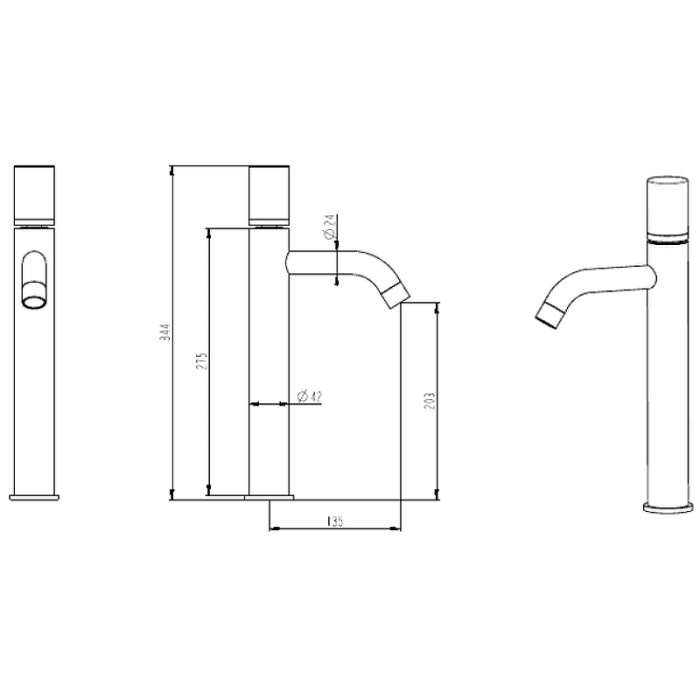 Смеситель для раковины, высокий, White mramor black, Boheme Stick - 122-W-MR-B