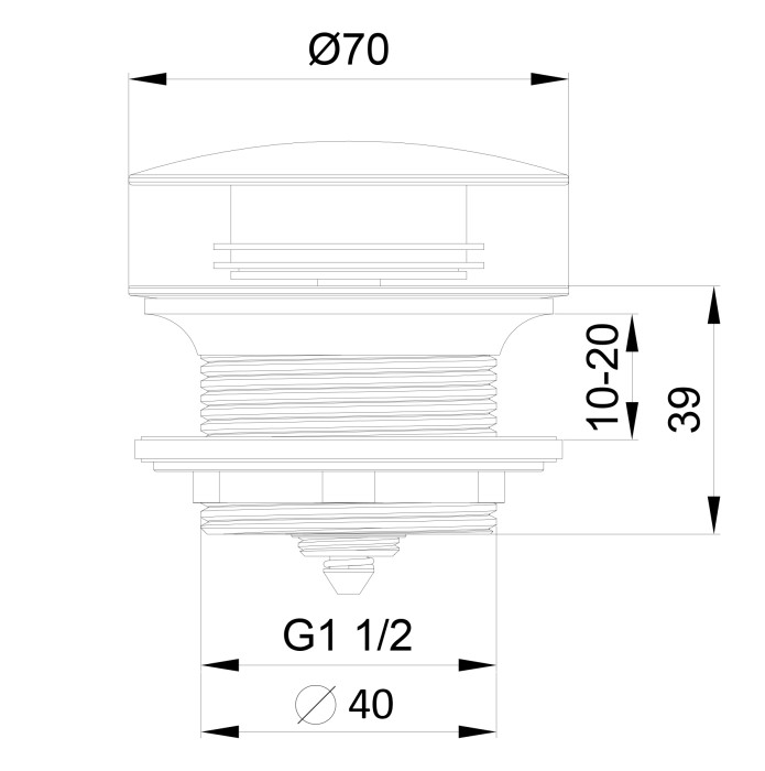 Донный клапан для ванны 1 1/2, Wonzon & Woghand, WW-SS105-MW цвет: белый