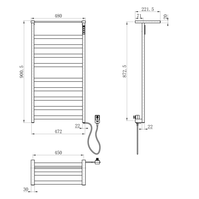 Полотенцесушитель электрический, Wonzon & Woghand Frankfurt, WW-1029-BG цвет: золото