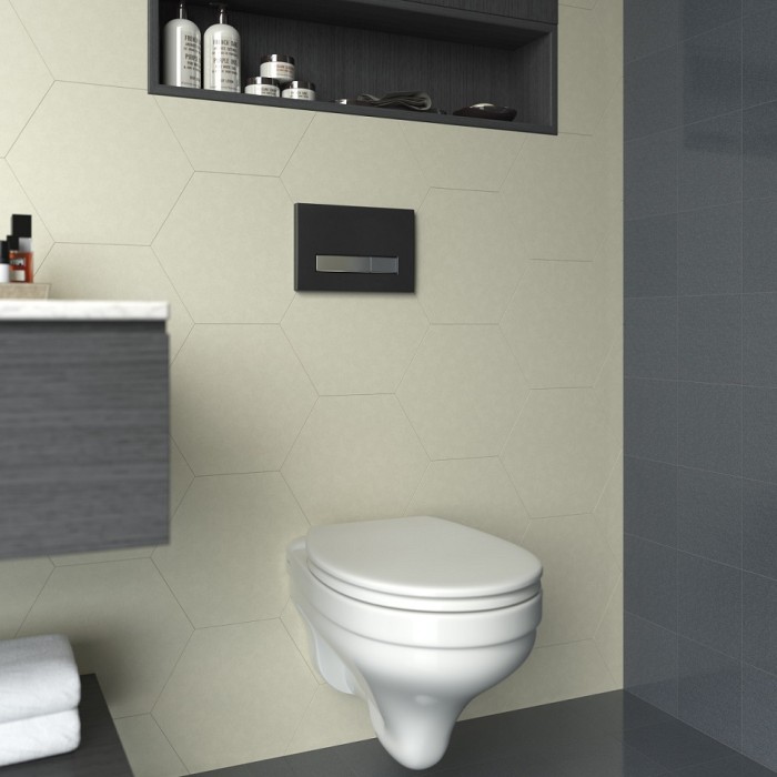 Инсталляция для скрытого монтажа унитаза, Line 410 клавиша смыва черная Soft Touch/хром глянец, BERGES Атом line арт. 040342
