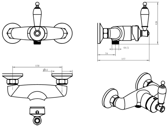 Смеситель для душа, бронза, Vogue Boheme 204