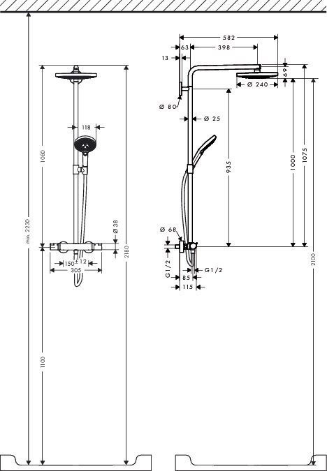Душевая система с термостатом Raindance Select S Hansgrohe, хром арт. 27129000