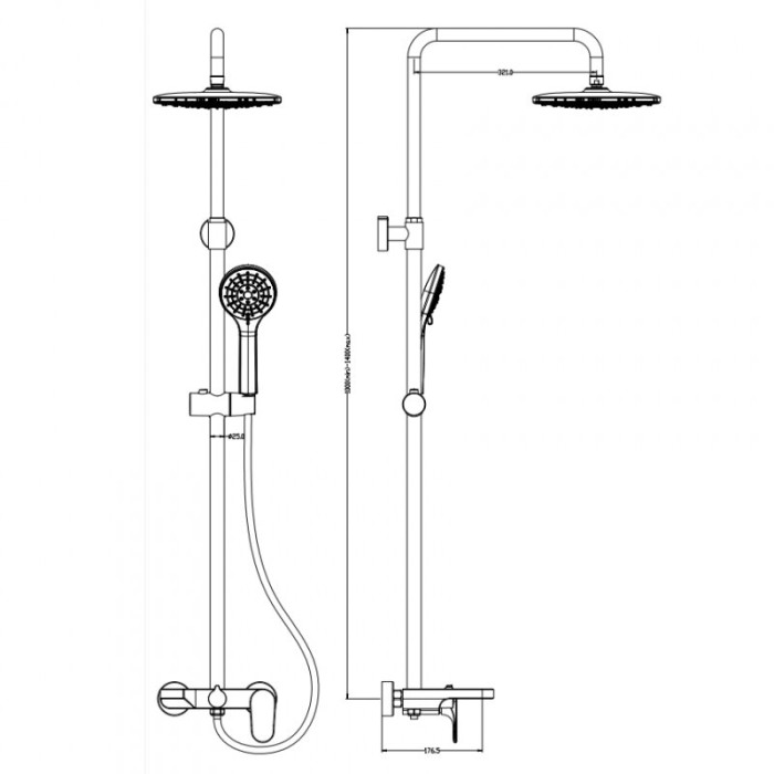 Стойка для душа со смесителем, хром, Spectre Boheme 458-CR
