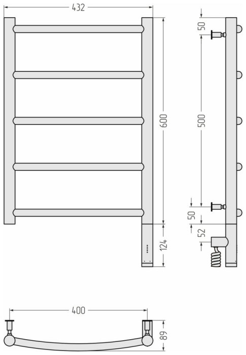 Сунержа Электрический полотенцесушитель 800x400, Галант 3.0, 31-5801-6040 цвет: матовый чёрный
