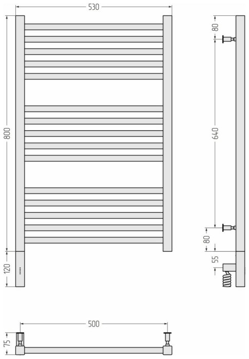 Сунержа Электрический полотенцесушитель 1000x300, Модус 3.0, 071-5700-8050 цвет: сатин