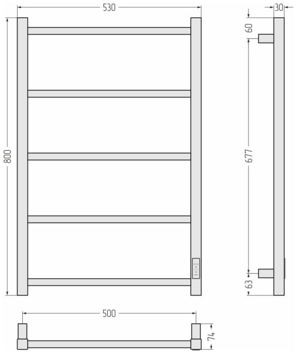 Стилье Электрический полотенцесушитель 1000x300, Формат 26, 12526-8050 цвет: белый
