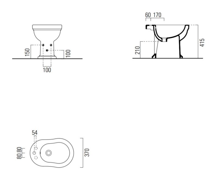 Биде напольное 37х54 см, без крышки, Classic GSI арт. 8762111