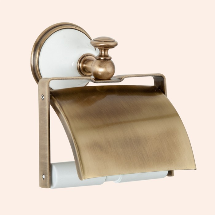 Держатель для туалетной бумаги с крышкой, подвесной, Harmony белый/бронза, Tiffany World - TWHA219bi/br