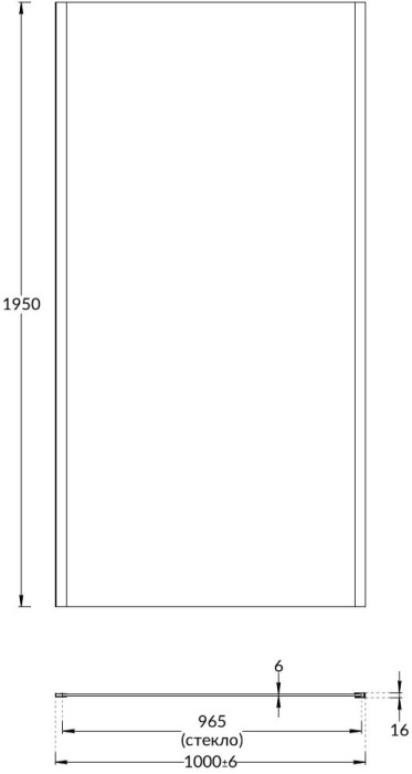 Душевая боковая панель 100х195, Vetro Kerama Marazzi, черный - VE.100.FP.BLK.M