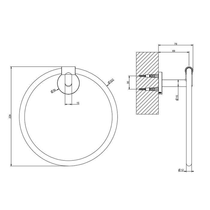 Полотенцедержатель-кольцо, Gessi Tondo, copper pvd арт. 63709#030