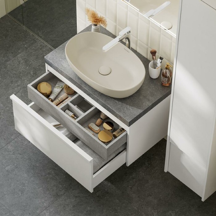 Тумба подвесная 80см с ящиком 1+1, Modula Kerama Marazzi, белый - MO.80.1+1\WHT