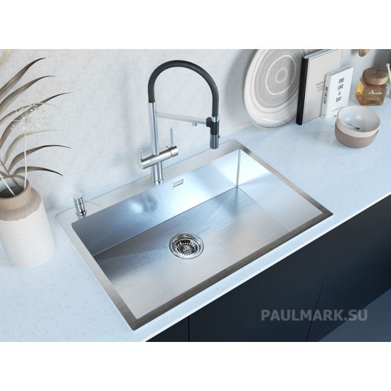 Мойка для кухни нержавеющая 750х510мм Paulmark SAAR, брашированная нерж. сталь - PM807551-BS