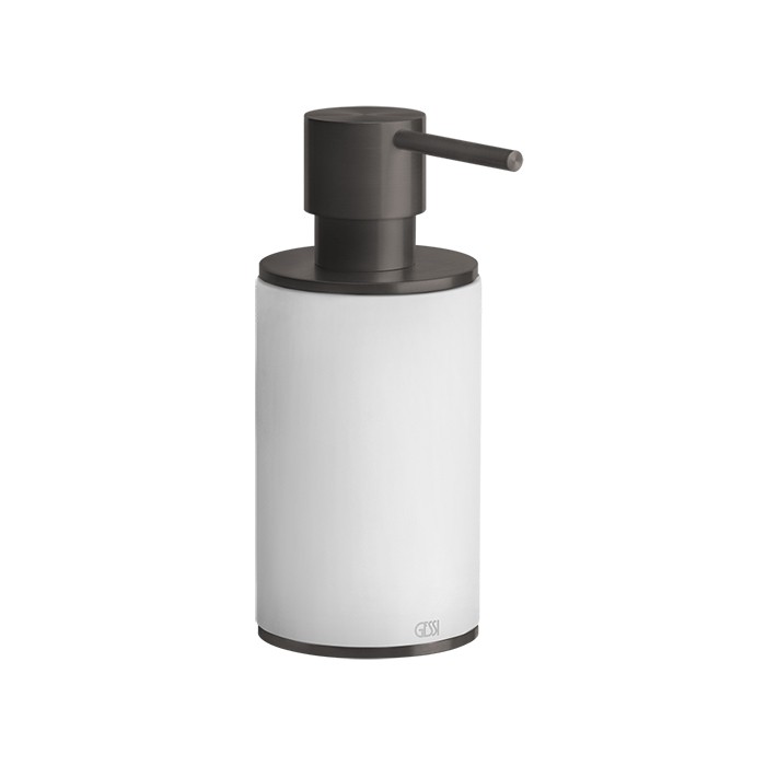 Дозатор для жидкого мыла настольный, Gessi 316, белый/brushed black metal pvd арт. 54737#707