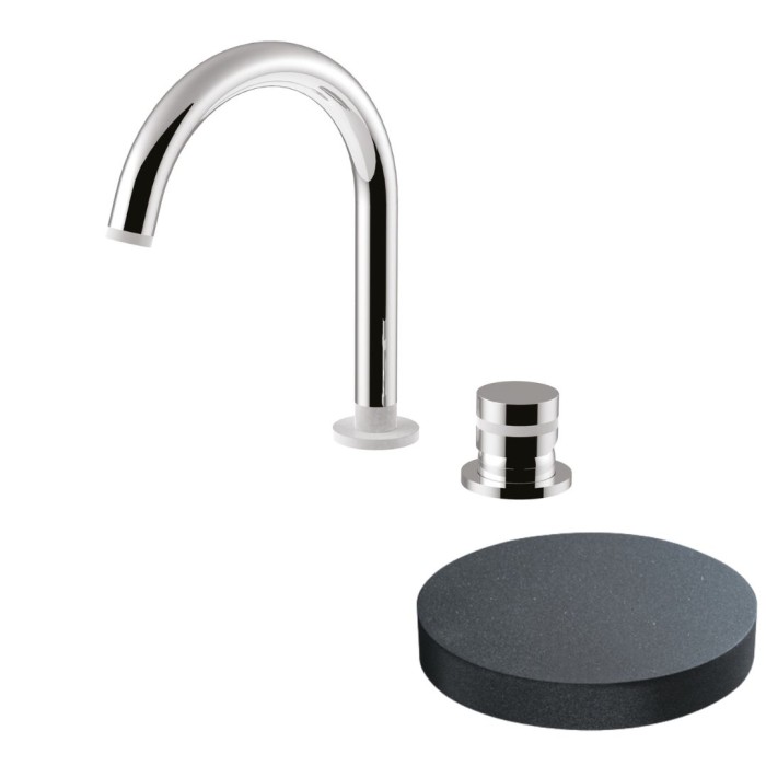 Смеситель для раковины на 2 отверстия, однорычажный, поворотный излив, без донного клапана, Giulini My ring, графит арт. MR0040/SCGF