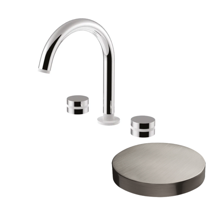 Смеситель для раковины на 3 отверстия, поворотный излив, без донного клапана, Giulini My ring, никель матовый арт. MR0112/SCNKO