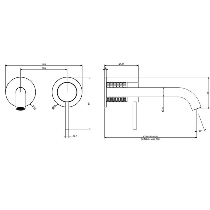 Смеситель для раковины, настенный, Gessi 316, black xl арт. 54289#299