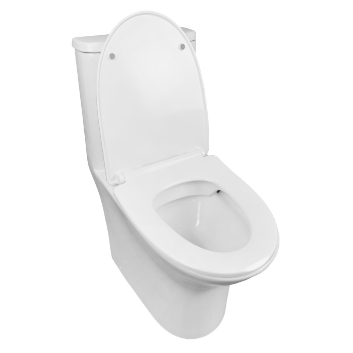 Унитаз-моноблок 375х665x785 напольный, безободковый, горизонтальный слив, сиденье дюропласт микролифт, Azario Sente арт. AZ-8614