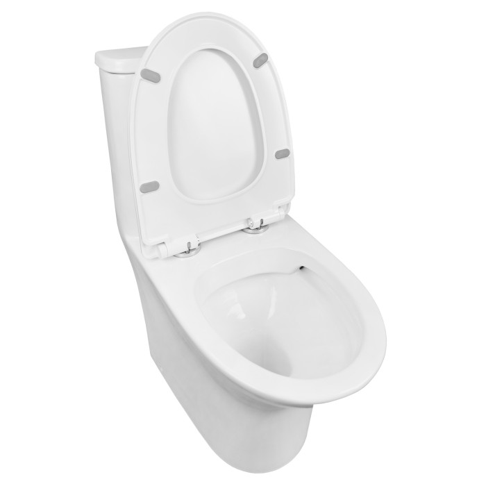 Унитаз-моноблок 375х665x785 напольный, безободковый, горизонтальный слив, сиденье дюропласт микролифт, Azario Sente арт. AZ-8614