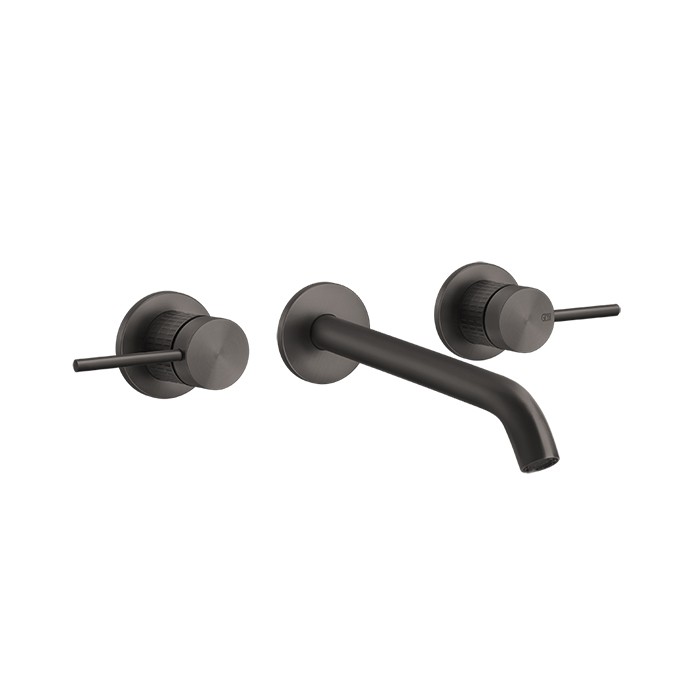 Встраиваемый смеситель для раковины на 3 отв., излив: 200-180мм, Gessi 316, brushed black metal pvd арт. 54294#707