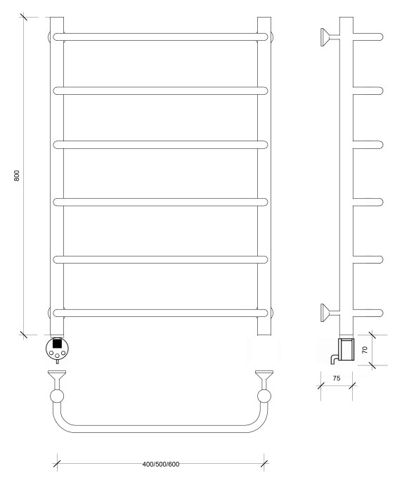 Полотенцесушитель электрический 80x60 Мерида 1 Secado арт. 4673739235089