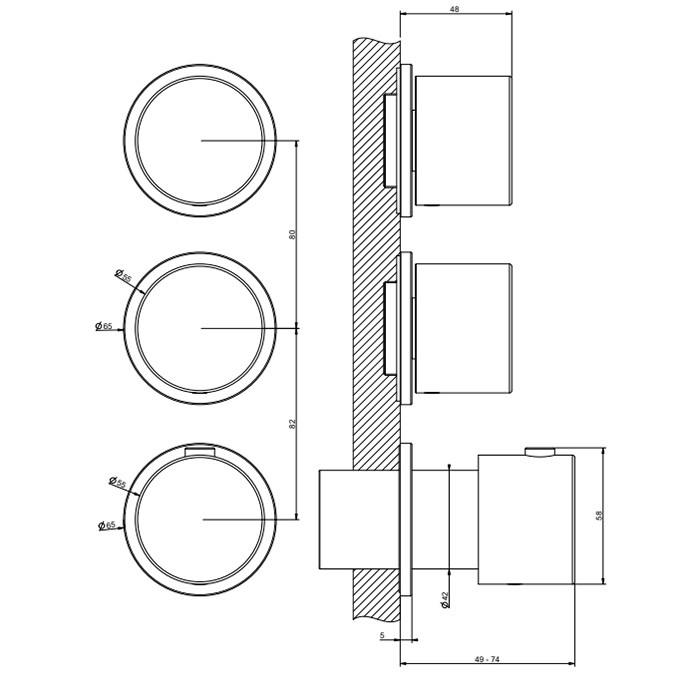 Смеситель для душа, встраиваемый, термостатический, с переключателем на 2 положения, Gessi Habito, хром арт. 63434#031