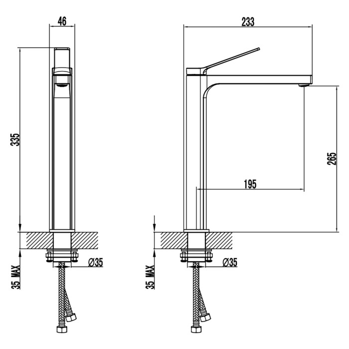 Смеситель для раковины-чаши, высокий, керамический картридж, графит, Azario VISE арт. AZ-VQQ168R30AJ