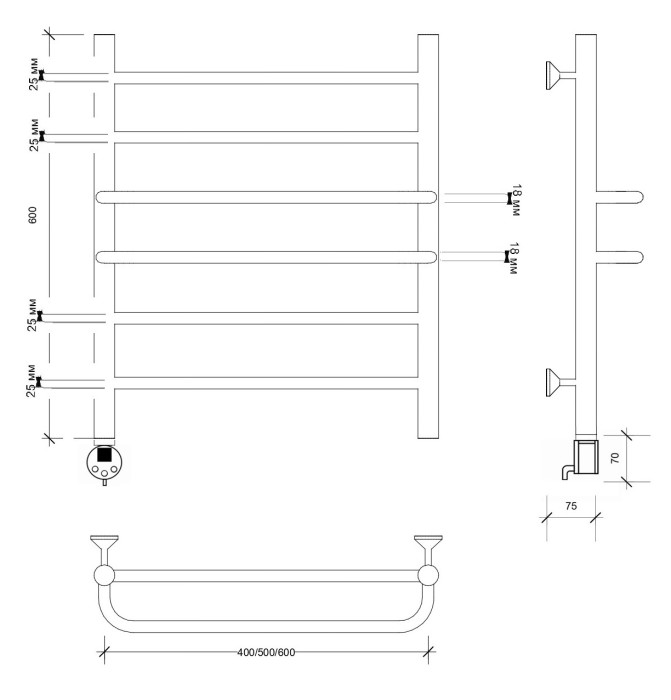 Полотенцесушитель электрический 60x50 Триест Secado арт. 4603777471101