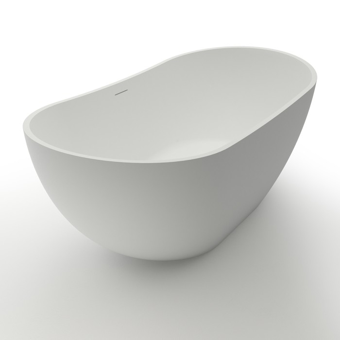 Ванна из искусственного камня 1800x850x640 свободностоящая белая матовая, с белым матовым донным клапаном, Azario Jenner арт. JEN18085S