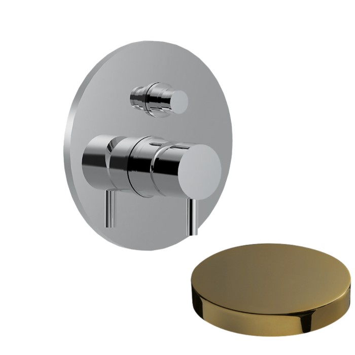 Внешняя часть смесителя для душа встраиваемого, на 2 режима, с кнопкой-переключателем, Giulini My future, золото арт. 5963EPO