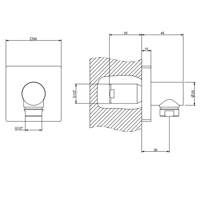 Вывод воды на 1/2", Gessi Rilievo, nero xl арт. 59169#299