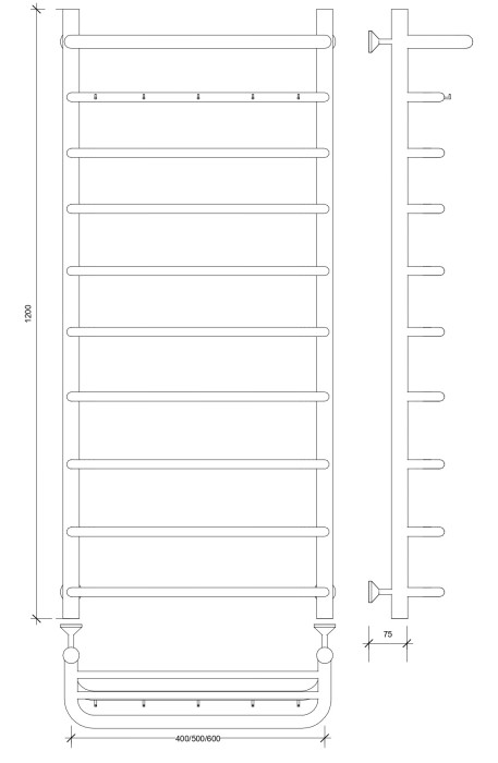Полотенцесушитель водяной 120x40 Милан 1 КСП (хром) Secado арт. 4603777444846