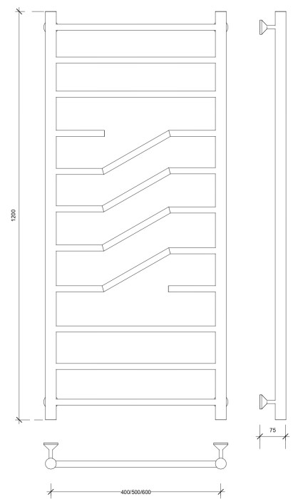 Полотенцесушитель водяной 120x60 Риволи (хром) Secado арт. 4603777448202