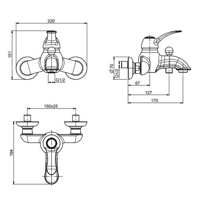 Fima Carlo Frattini Смеситель на ванну, Lamp, F3304/1CR цвет: хром