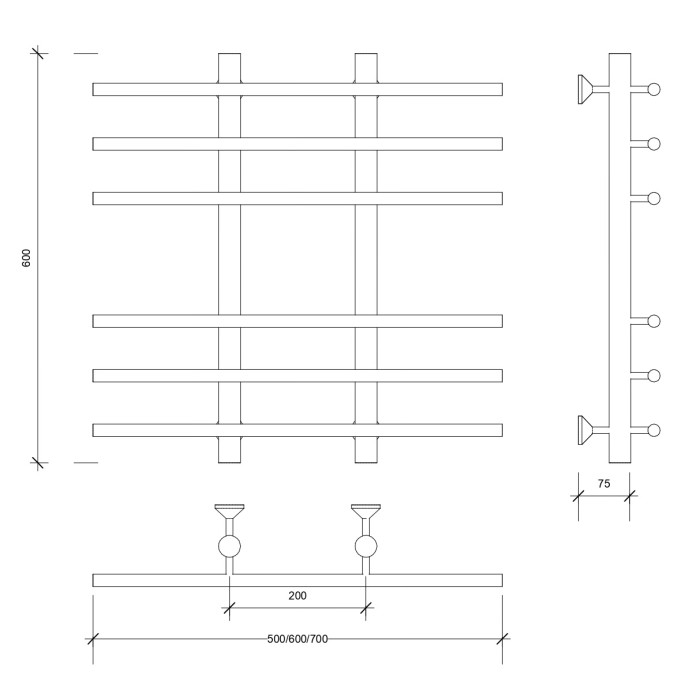 Полотенцесушитель водяной 60x20x60 Турин 4 (хром) Secado арт. 4603777447090