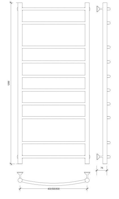 Полотенцесушитель водяной 120x40 Милан 2 (черный) Secado арт. 4673739226674