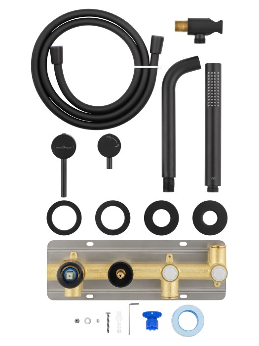 Смеситель для ванны встраиваемый, Wonzon & Woghand Stick, WW-889017-MB цвет: черный