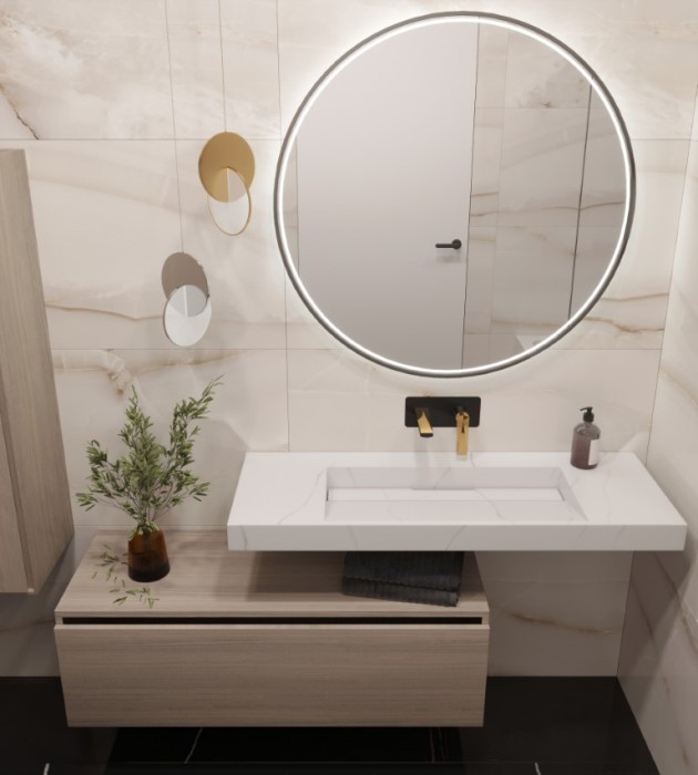Столешница моноблок calacatta (1210x452x80), Boheme Flat - 859-120-CLCT