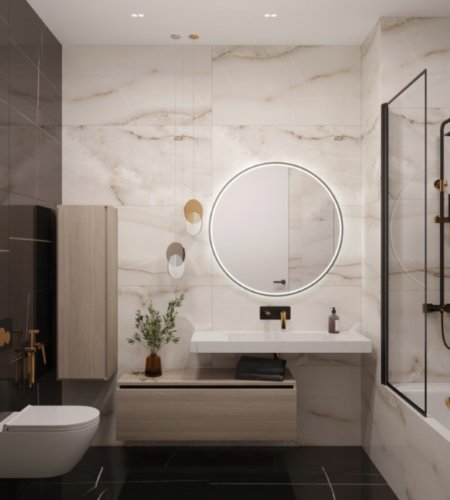 Столешница моноблок calacatta (1210x452x80), Boheme Flat - 859-120-CLCT