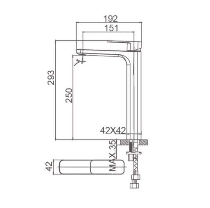 Смеситель для раковины высокий, Wonzon & Woghand Arnie, WW-691104-MB цвет: черный