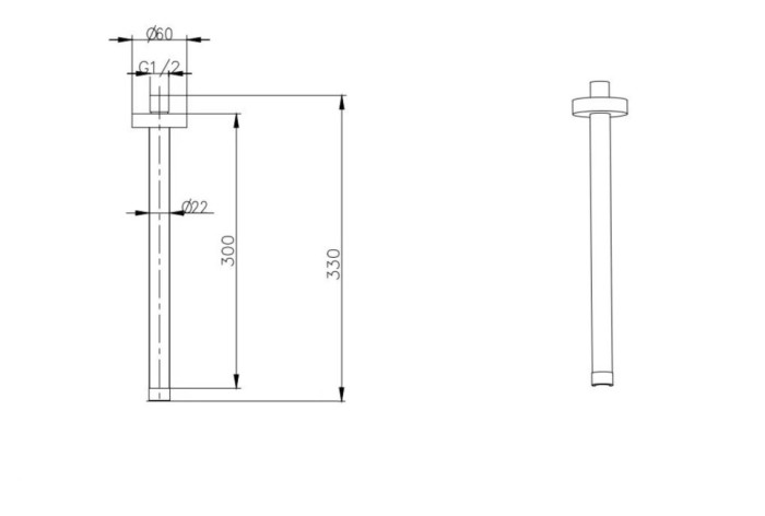 Труба-кронштейн для потолочного душа в круглом дизайне, matt gold, Boheme - 629-UNO-MG