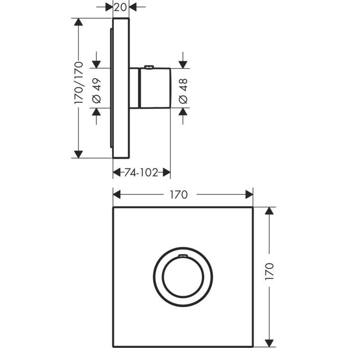 Термостат для душа ShowerSelect Axor, сталь арт. 36718800