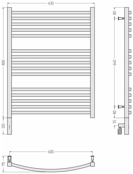 Сунержа Электрический полотенцесушитель 1200x400, Аркус 3.0, 020-5704-8060 цвет: шампань