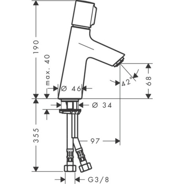 Смеситель для раковины без сливного гарнитура, Hansgrohe Talis Select S, хром арт. 72041000